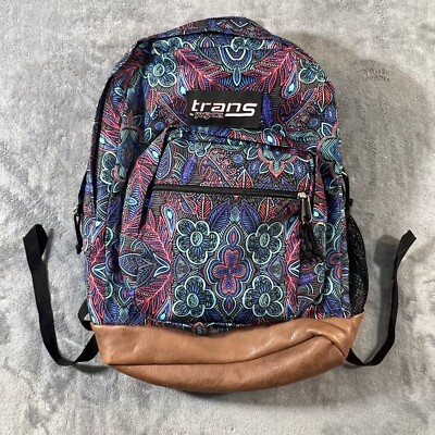 floral jansport backpacks with leather bottoms JanSport Trans Backpack Floral Flower Shower Design Leather Bottom Vintage  Boho