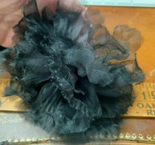 vintage millinery 1960s flower 4" black hand rolled organza 1pc made in USA