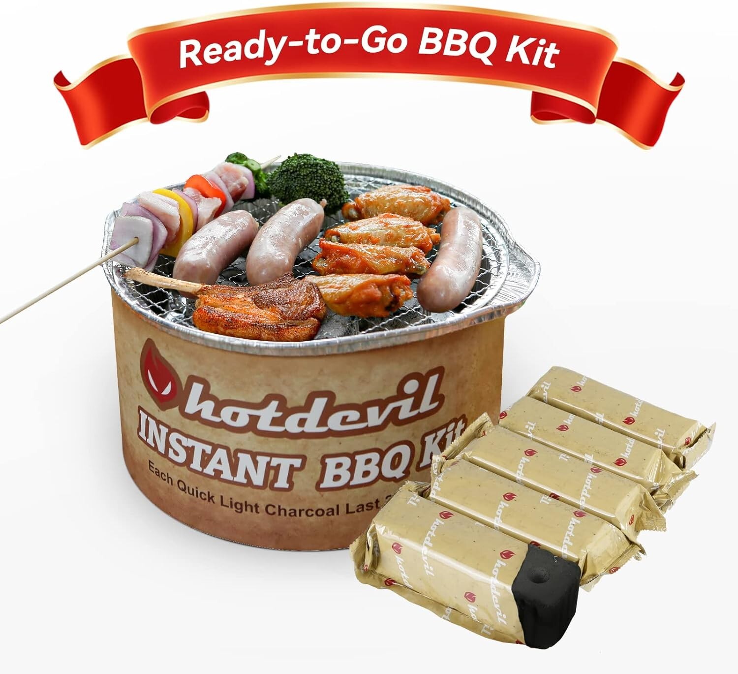 Kit de parrilla de carbón desechable portátil Hotdevil camping barbacoa paquete terrón de madera dura