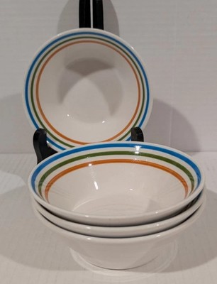 Syracuse China SPECTRUM Set of 4 Dessert Berry Bowls Stripes Syralite 5'' EUC
