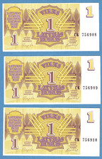 1992 LATVIA THREE Consecutive Numbers 1 RUBLIS P. # 35 UNC 3943