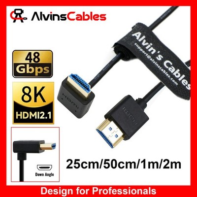 8K 2.1 HDMI Cable Straight to Down Angle High Speed for Atomos Ninja V, Sony FS5