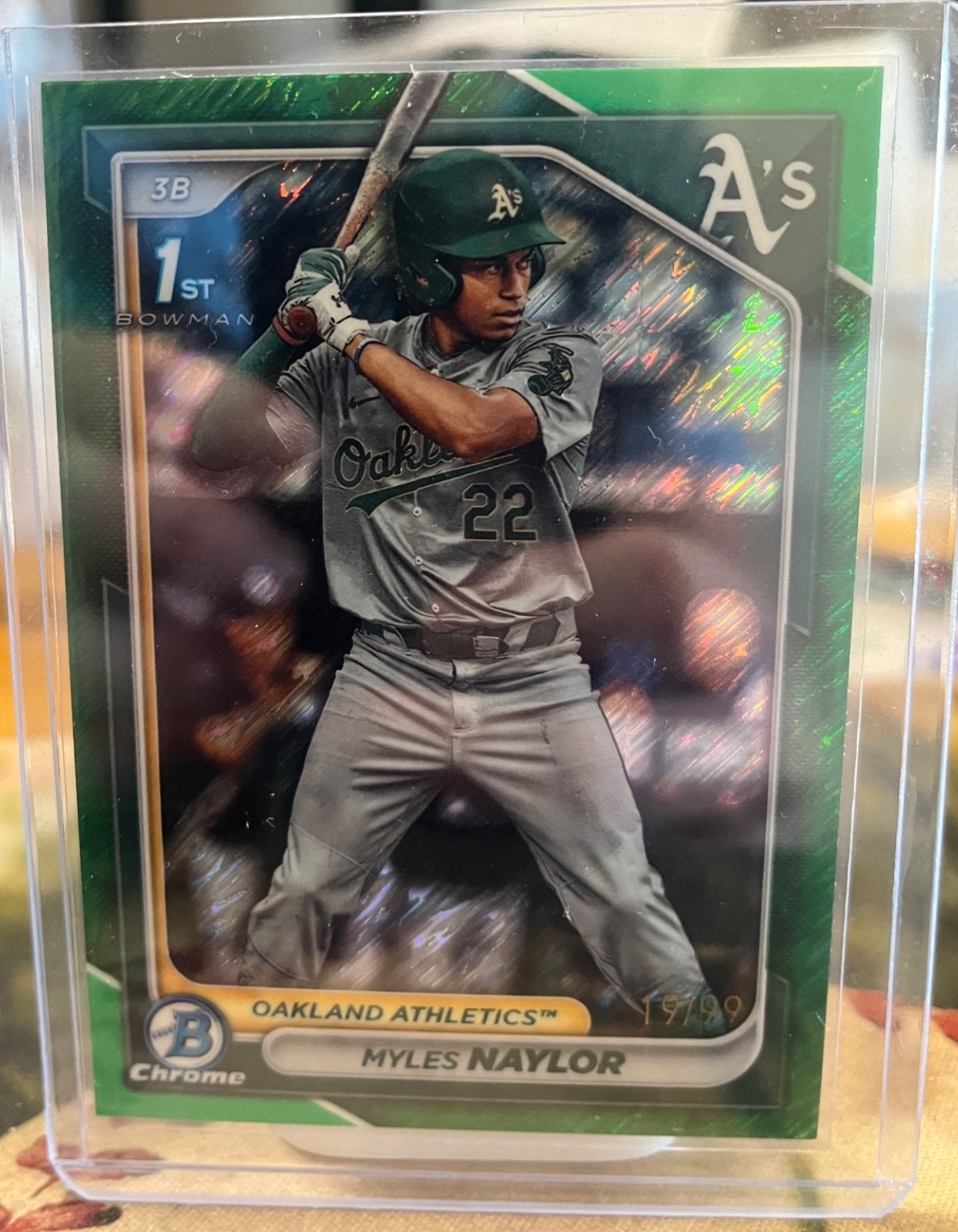 2024 Myles Naylor Bowman #BCP-136 1st Chrome Prospects Green Refractor 01/99