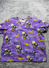 Vintage Mickey Mouse Disney Nurse Scrubs 2X Purple Halloween Short Sleeve