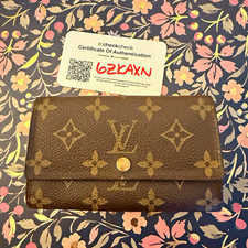 Louis Vuitton Monogram Brown Women's Checkbook Wallet Snap, Zip Coin, Cards