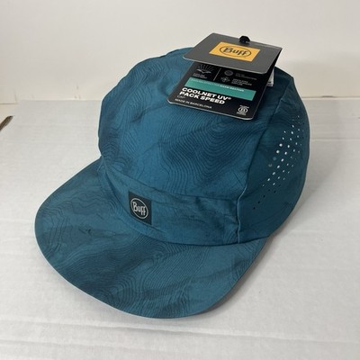 Buff 5 Panel Strapback Hat Blue Running Cap Lightweight Breathable Adult S/M NWT