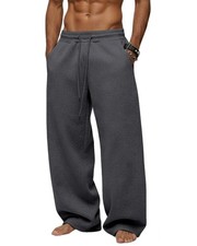 Men's Baggy Sweatpants Heavyweight Fleece Wide Leg Drawstring Sweat Pants,Cas...