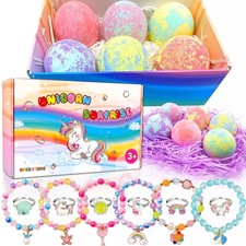 Unicorn Bath Bombs with Surprise Inside for Kids Girls, Bath Bombs Surprise B...