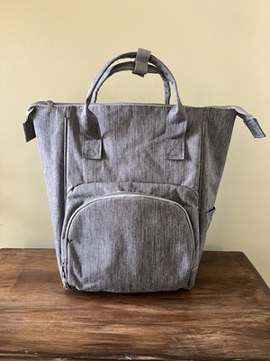 Gray Large Backpack Baby Diaper Bag Nylon Insulated Adjustable Strap