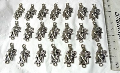  21 Stck. Silberfarben Charms für Schmuckherstellung Katze & Ankh Verbinder Glieder C197