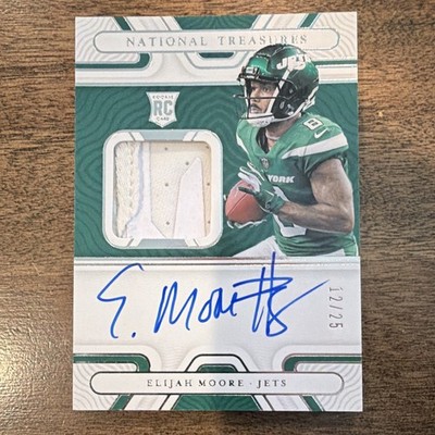 Panini 2021 Natl Treasures Elijah Moore RC Auto MEM /25 #RGS-EM Jets