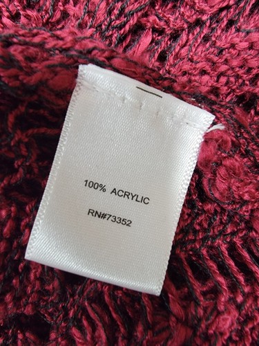 IT'S OUR TIME ~ Open Crochet Duster Sweater Hooded Burgundy XL 100% Acrylic - Picture 6 of 8