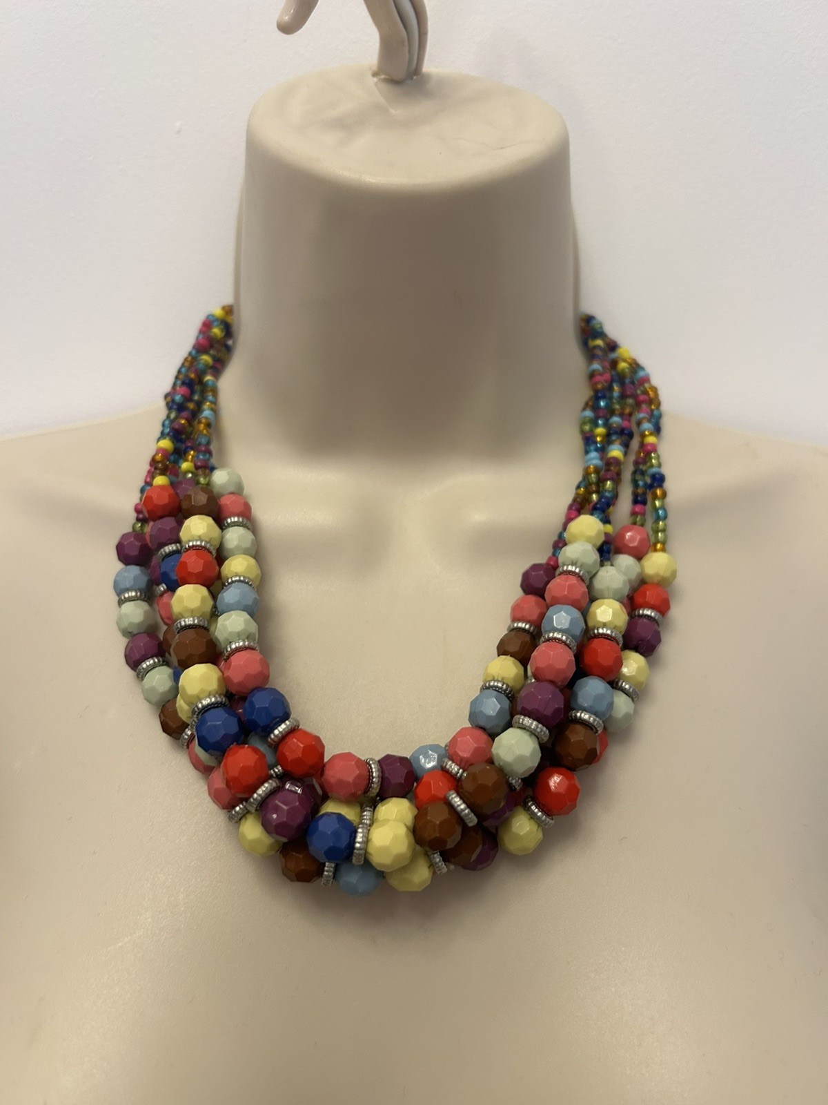Collar Length Multi Strand Colourful Plastic Bead… - image 2