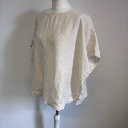 Toast Linen Top Size Large Cream Beige Relaxed Oversized Neutral 100% Linen - Picture 4 of 10