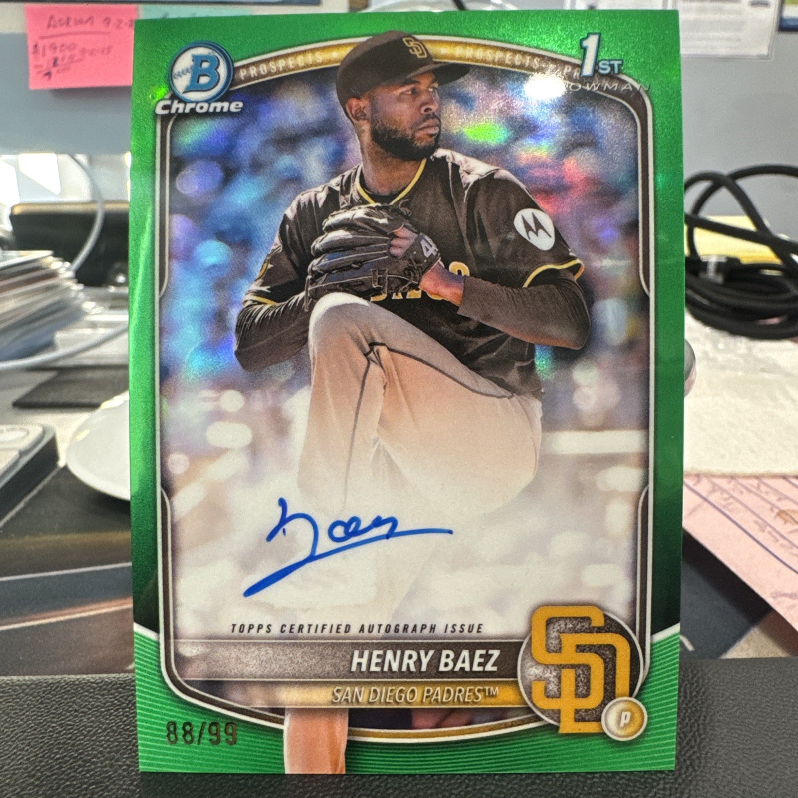 2025 Bowman Chrome Henry Baez Bowman 1st Green Refractor Auto (/99)
