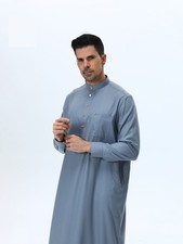 Saudi Men Long Dress Muslim Robe Abaya Thoub Jubba Dishdasha Kaftan Thobe Gown