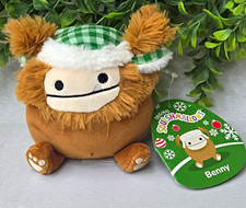 Squishmallows Benny the Bigfoot 7.5" Green Gingham Trapper Hat Winter 2023 NWT