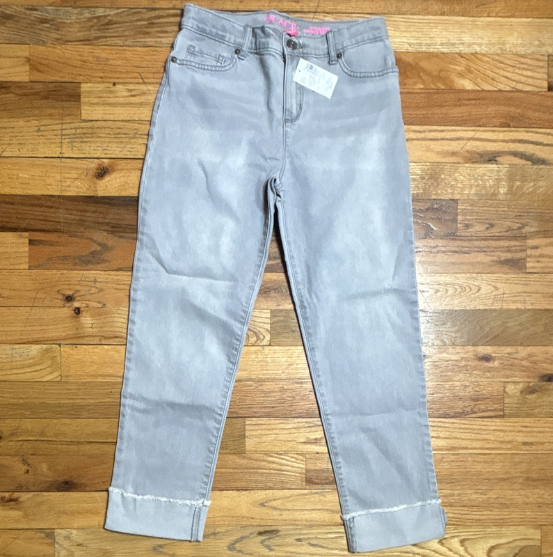 The Children's Place Girls Straight Jeans Size 12 Gray Light Wash - 0020