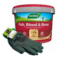 Westland Fish, Blood & Bone Plant Food with Garden Gloves - 8kg All Purpose 2.80 per kilo