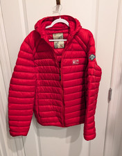 Rokk Mens Red Hooded Down Puffer Jacket Full ...