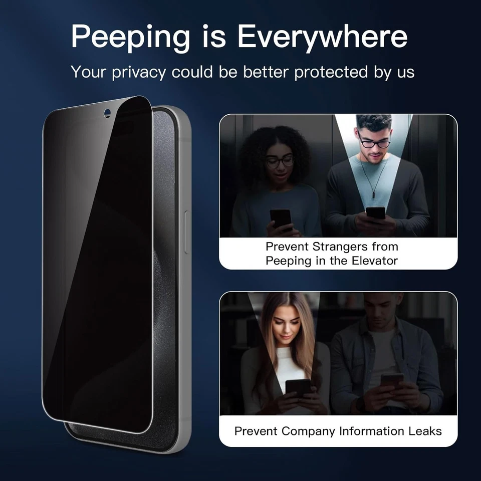 NEW'C 3 Pack Privacy for iPhone 15 Pro Screen 15 6.1 inches, Black - Image 4 of 4