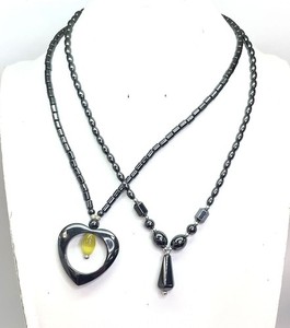 Hematite Beaded Pendant Necklaces 61.9g