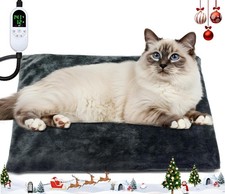 Pet Heating Pad Indoor 18"x18", Heated Dog Cat Bed with 12 Temp Settings Ti...