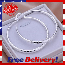 Earrings 925 Sterling Silver, Charms Fine, 5CM circle hoop Earrings for Women