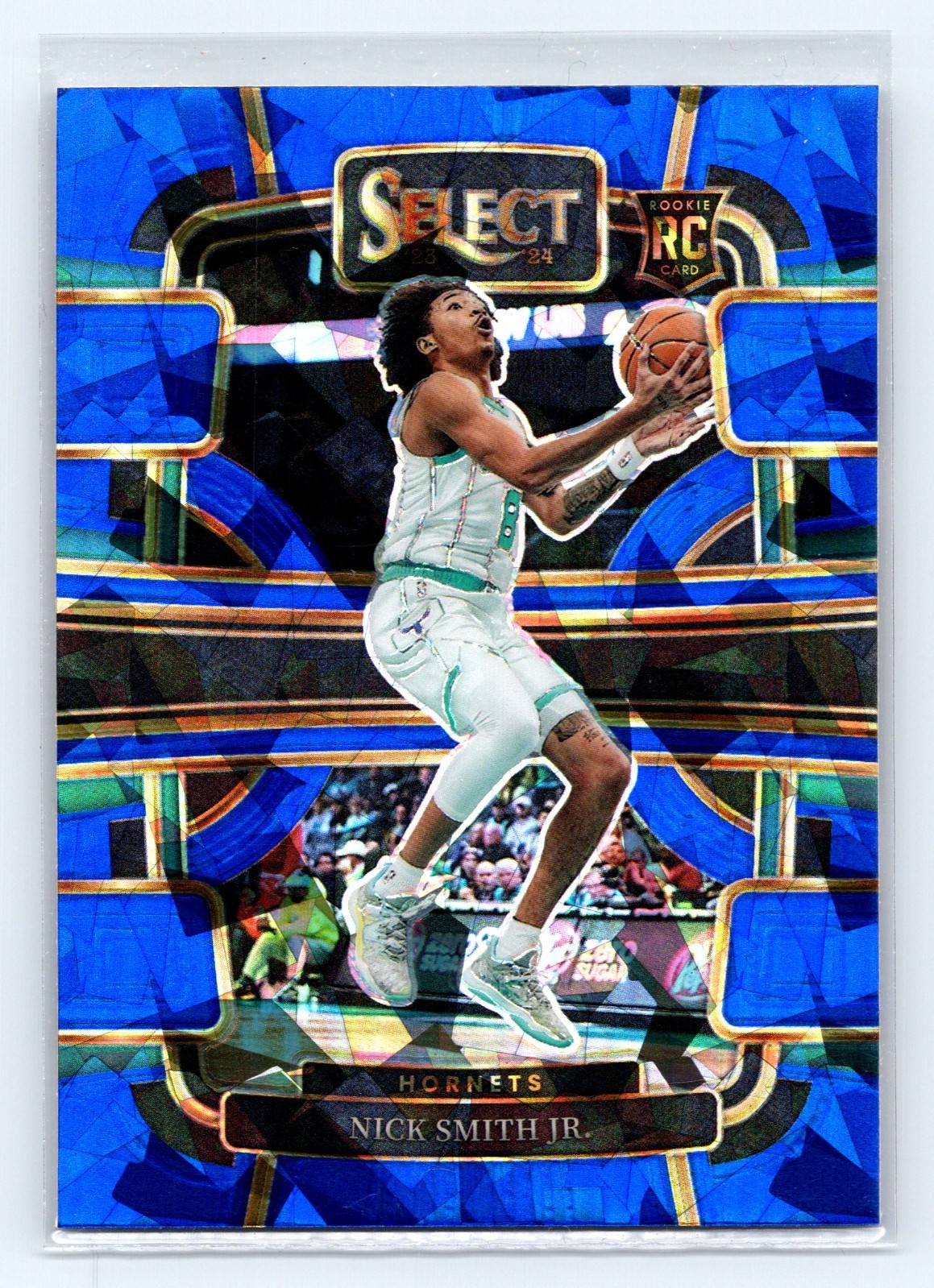 2023-24 Panini Select - Concourse Nick Smith Jr. #89 Blue Cracked Ice Prizm (RC)