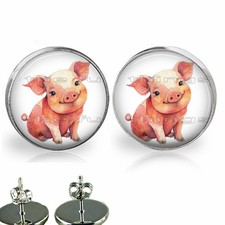 Whimsical Farm Animal Little Pig Girls Stud Earrings Hypoallergenic Girl Jewelry
