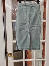 Marks and Spencer Per Una green slit front with stretch midi skirt size 6