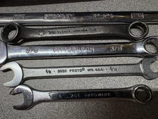 7-ASST. COMBO WRENCHES-Proto Tools 3020 5/16+PM+ACE+STANLEY 3/8-9/16” ASST. L-GN