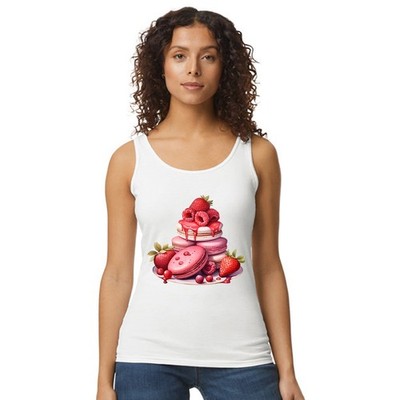 Erdbeere Macaron Damen Trägershirt Tank Top Patisserie Backen Geschenk für Sie