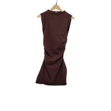 Quince Women Stretch Cotton Jersey Mock Neck Mini Dress Espresso S