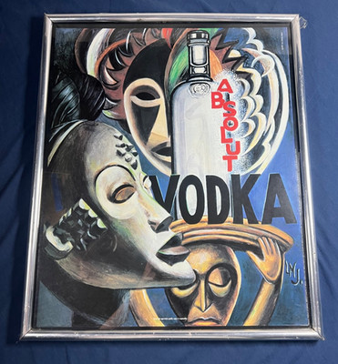 Absolut Vodka Heritage Lois Mailou Jones African Mask Poster Art Rare 90s Framed