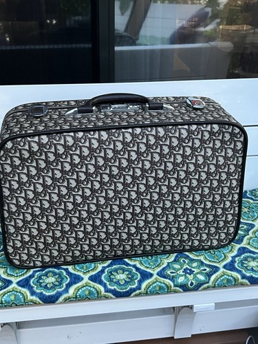 Dior Monogram Brown Beige Carry On Suitcase with Top Handle