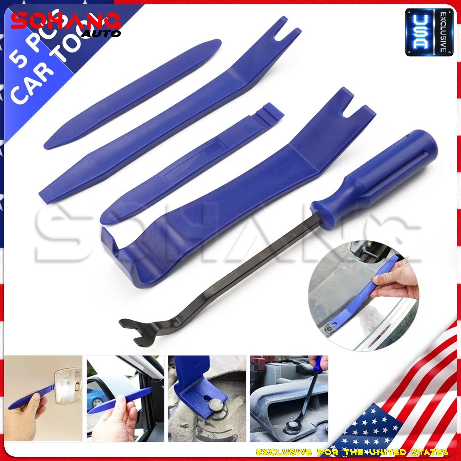 SoHang | 5pcs Auto Trim Removal Tool Set Clip Panel Fastener Pry Tools Car Door