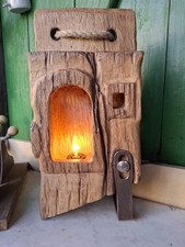 Altholz Lampe Windlicht LED-Holz 46c Eichenbalken Stele Skulptur Laterne Design 