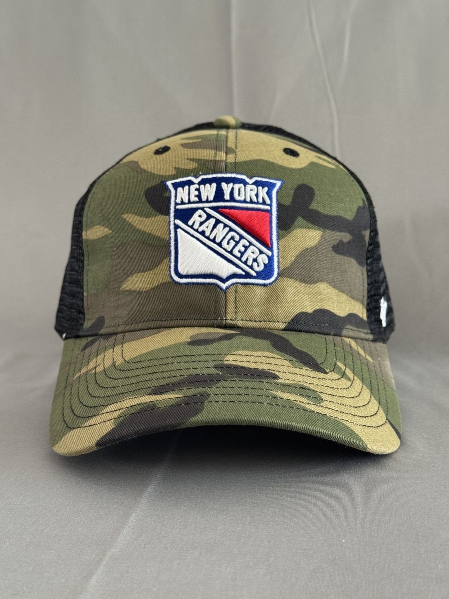'47 Brand New York Rangers Trucker Snapback Camo One Size NHL Mesh Cap
