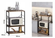 Étagère À Micro-Ondes Mobile 3 Niveaux Design Industriel 60x40x82cm