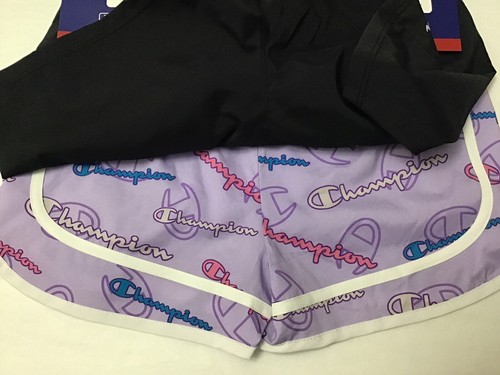 New Champion Girls' 2 Pack Active Stretch Comfort Shorts Size 7/8 Purple Black - Picture 9 of 9