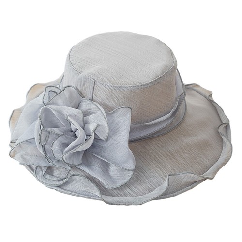 Women Organza Mesh Hat Wide Brim Sun Protect Cap Cocktail Wedding Beach Folding - Picture 6 of 23