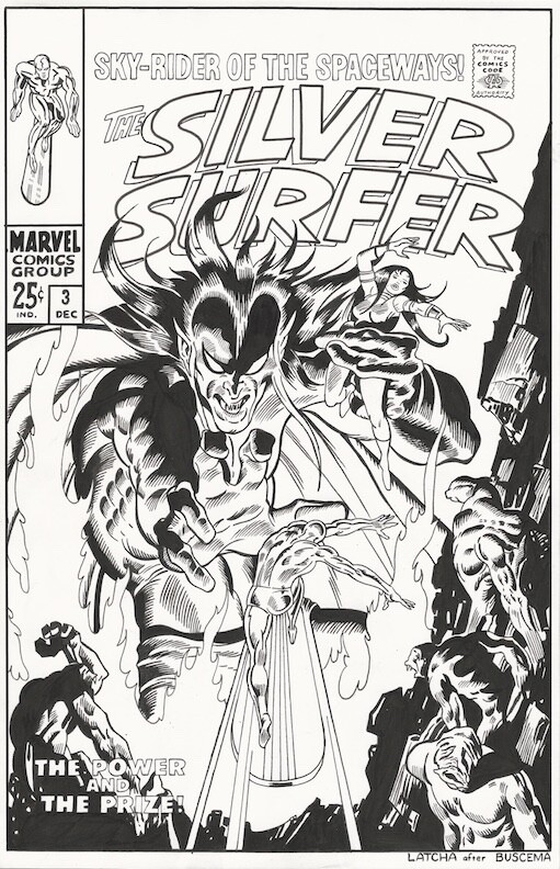 Silver Surfer 3 Cover Recreation Original art Latcha 11x17 OA Mephisto 1st
