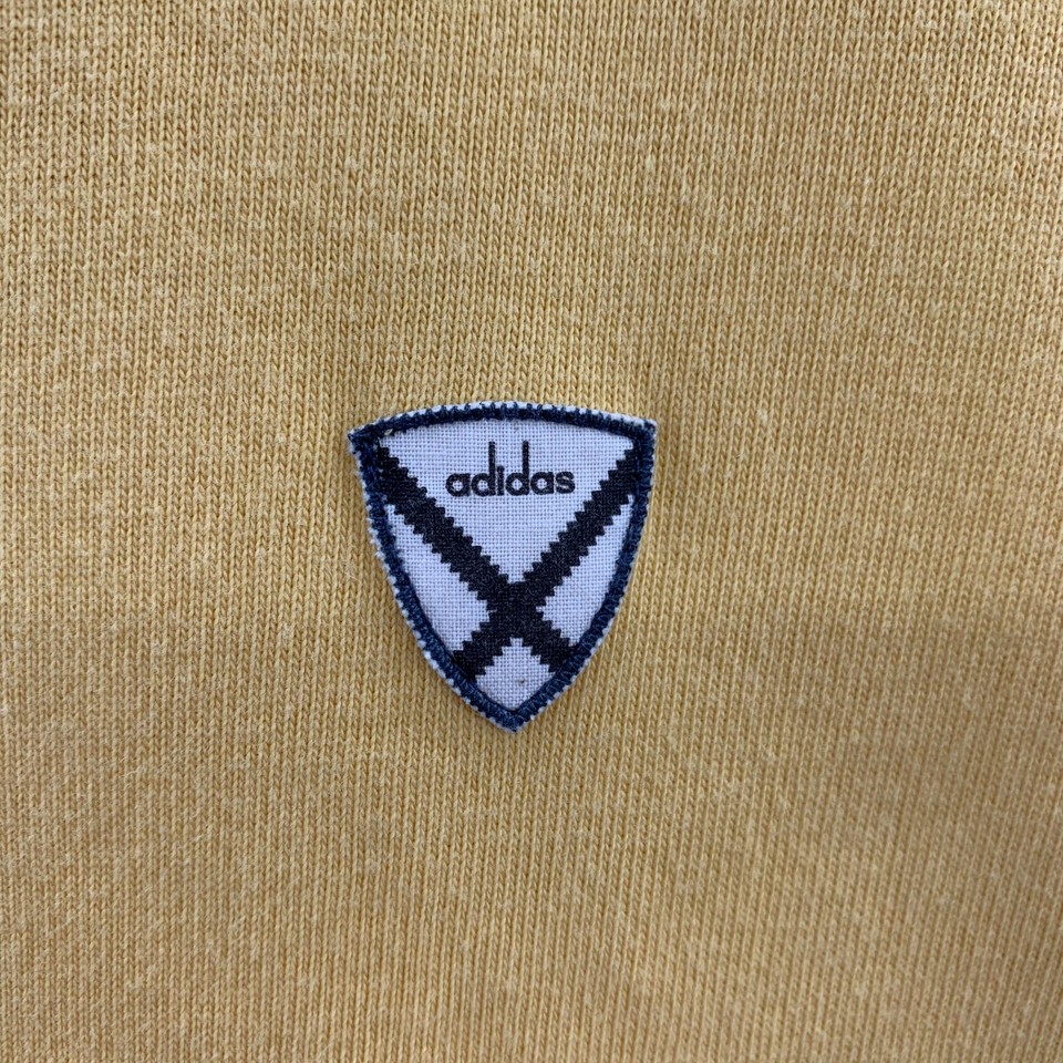 VINTAGE Adidas Rugby Polo Shirt Mens Medium Long Sleeve Yellow White