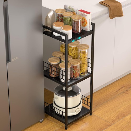 3-Tier Metal Shelving Unit, Expandable, Free-Standing, Narrow, Open Floor S15 - Bild 4 von 6