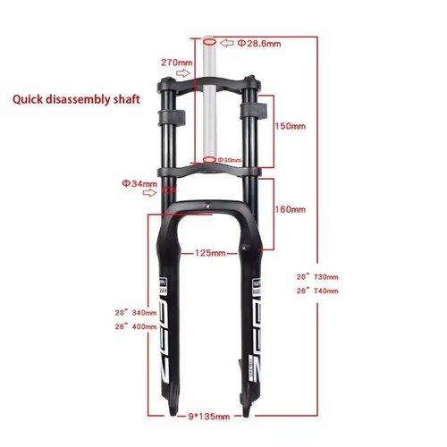 20/26 in 4.0 Tire Bike Air Suspension Fork 160mm Travel Double Crown Shock Forks - Picture 5 of 10