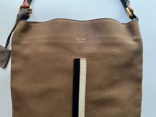 CELINE Leather Hobo Shoulder Bag Brown Matte Phoebe Philo Used W/ Dust Bag - Picture 5 of 17