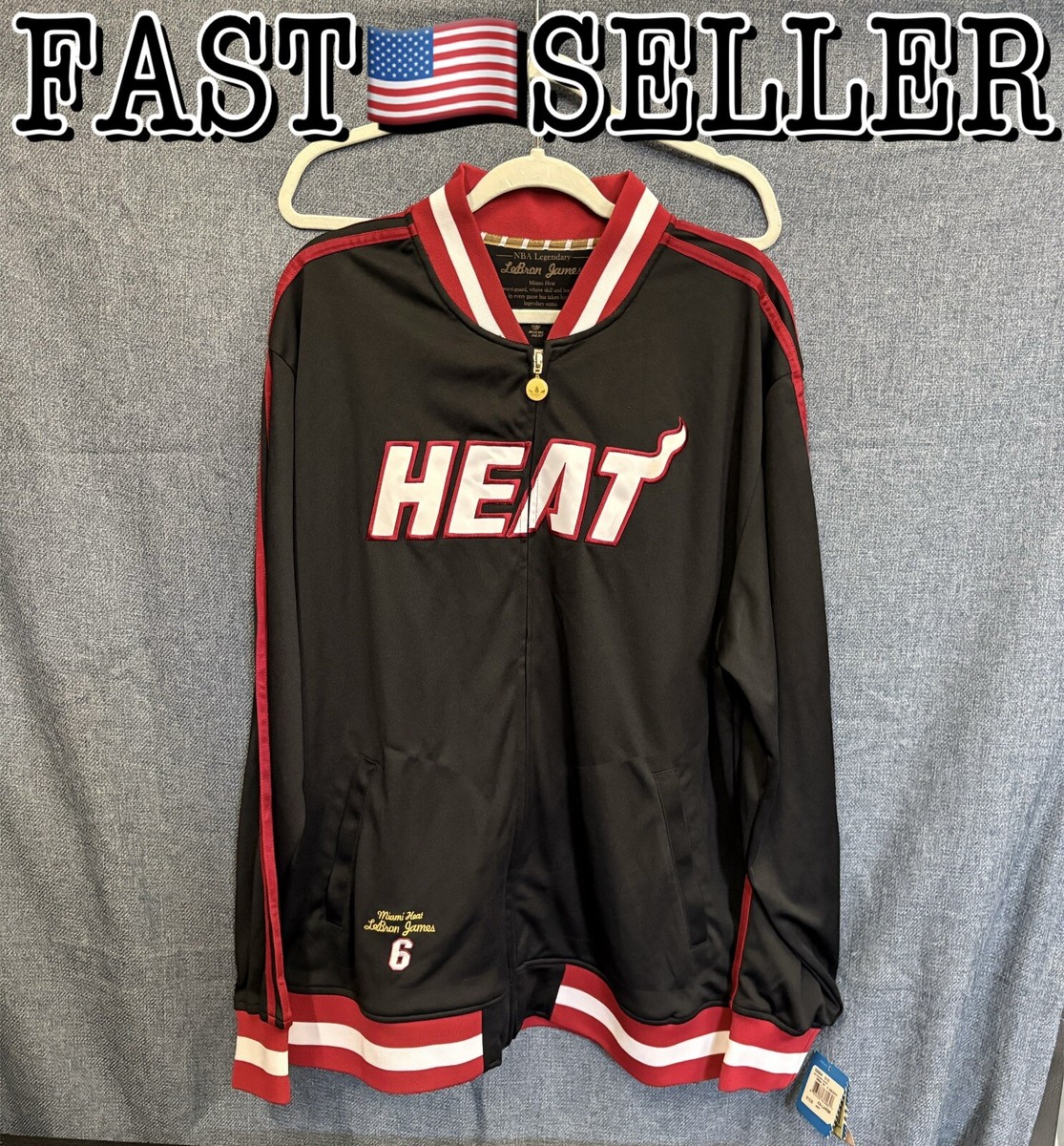 Lebron James Miami Heat Adidas Men Jacket Warm Up NBA Legendary