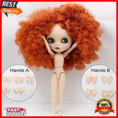 Trendro Blythe Doll Curly Red Hair Matte Face Nude Jointed Body Tan Skin ''12 Toy