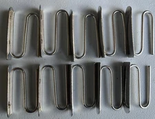 Set of (10) Pottery Barn Drapery Clip Hooks 1.5" - Silver Metal - Slide Pin NEW